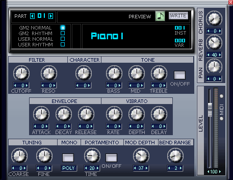 「パート1」の振り分けられているサウンド【Piano 1】が出現します.