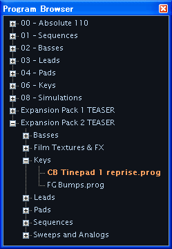 今回はサウンド・メニューから【CB Tinepad 1 reprise.prog】を選んで見ました.