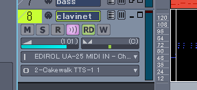 「clavinet」のトラックのデータだけ選択された状態になります.