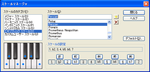 【スケールのカテゴリ(F)】から【エキゾティック スケール(X)】を選択し【スケール(S)】から【Persian】を選択します.