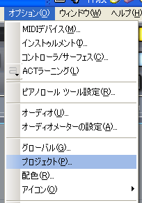 【オプション(O)】から【プロジェクト(P)】を選択します.