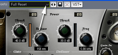 【Presets:】のウインドウの、下向き矢印をクリックします.