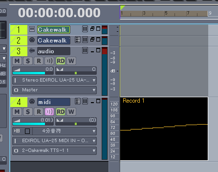 打ち込んだMIDIデータの全てが選択されました.