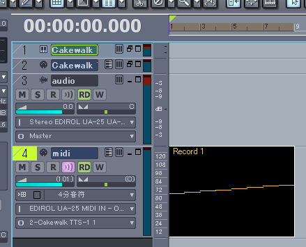 打ち込まれたMIDIデータを、選択して置きます.