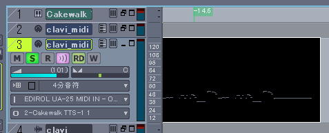 【Cakewalk FX Midi Event Filter】によって【C4】より下の音域だけが選択されたサウンドが簡単に完成します.