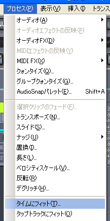 【プロセス(P)】から【タイムにフィット(T)】を選択します.