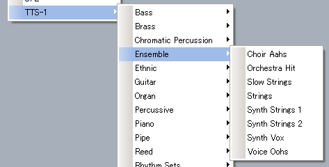 【Ensemble】には【Choir Aahs】【Orchestra Hit】【Slow Strings】【Strings】【Synth Strings 1】【Synth Strings 2】【Synth Vox】【Voice Oohs】の各テンプレートが【挿入】出来ます.