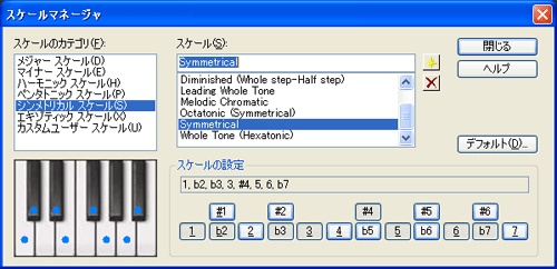 【スケールのカテゴリ(F)】から【シンメトリカル スケール(S)】を選択し【スケール(S)】から【Symmetrical】を選択します.